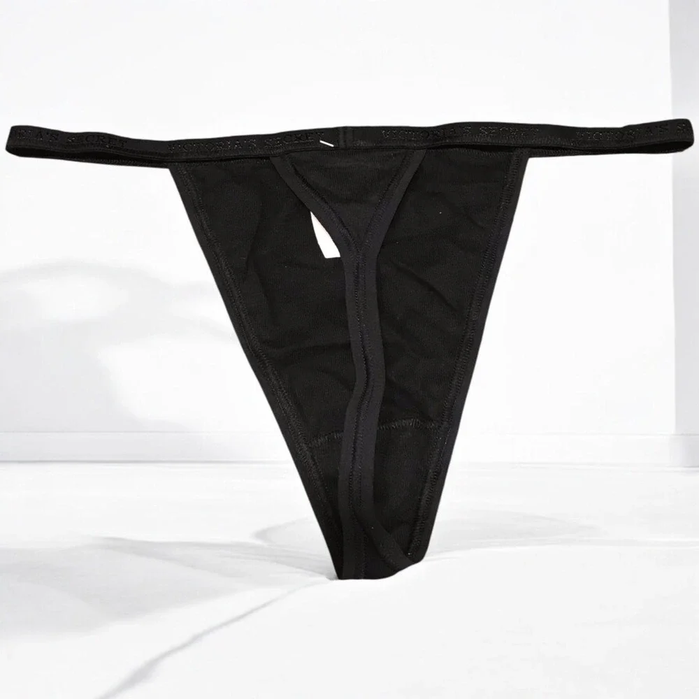 NWT Victoria's Secret Vintage Signature Cotton Logo V  String Thin Band Thong LG - Picture 2 of 3